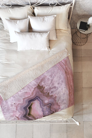 Emanuela Carratoni Pale Pink Agate Fleece Throw Blanket