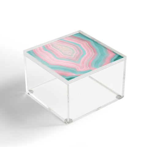 Emanuela Carratoni Pink and Teal Agate Acrylic Box