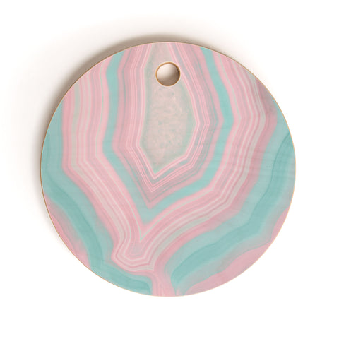 Emanuela Carratoni Pink and Teal Agate Cutting Board Round