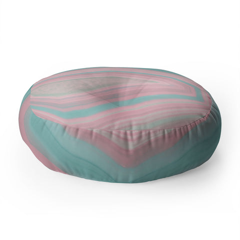 Emanuela Carratoni Pink and Teal Agate Floor Pillow Round