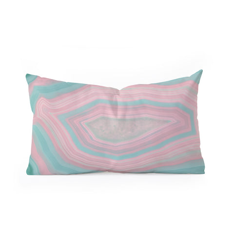 Emanuela Carratoni Pink and Teal Agate Oblong Throw Pillow