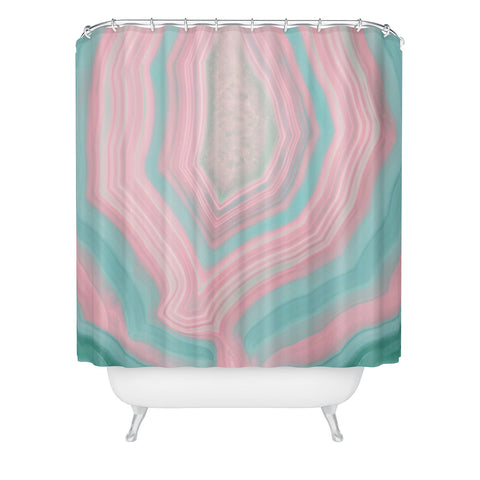 Emanuela Carratoni Pink and Teal Agate Shower Curtain