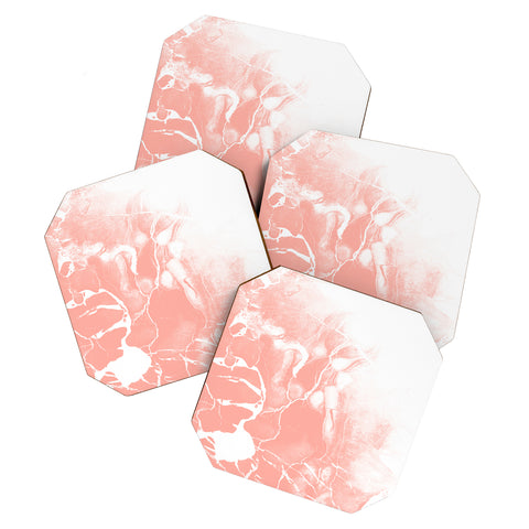 Emanuela Carratoni Pink Marble with White Coaster Set
