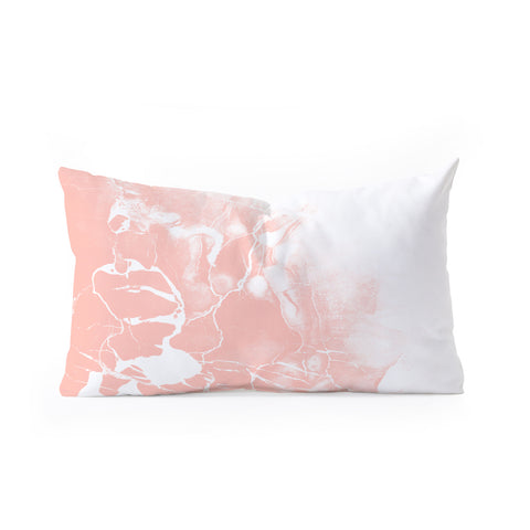 Emanuela Carratoni Pink Marble with White Oblong Throw Pillow