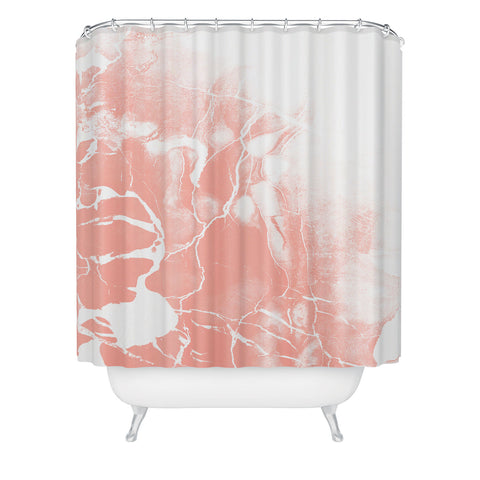 Emanuela Carratoni Pink Marble with White Shower Curtain