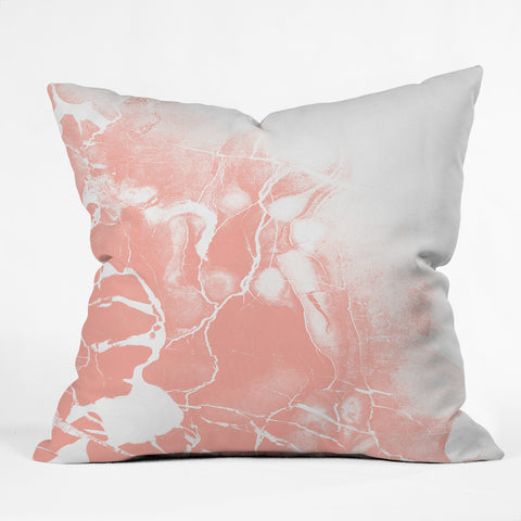 Emanuela Carratoni Pink Marble with White Outdoor Throw Pillow
