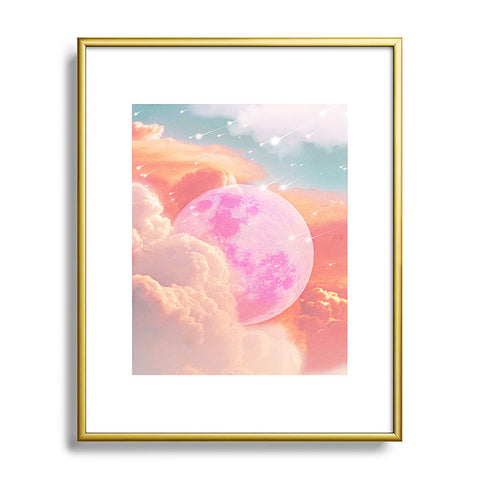 Emanuela Carratoni Pink Moon Landscape Metal Framed Art Print
