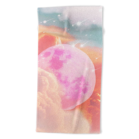 Emanuela Carratoni Pink Moon Landscape Beach Towel