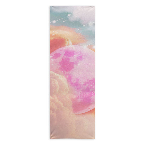 Emanuela Carratoni Pink Moon Landscape Yoga Towel