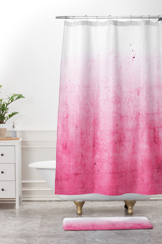 Emanuela Carratoni Pink Ombre Shower Curtain And Mat