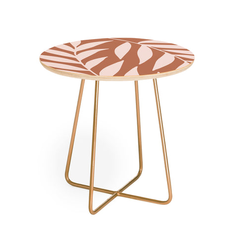 Emanuela Carratoni Pink Palms on Baked Earth Round Side Table