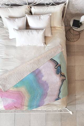 Emanuela Carratoni Rainbow Agate Fleece Throw Blanket