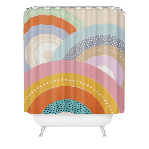 Emanuela Carratoni Rainbows and Polka Dots Shower Curtain