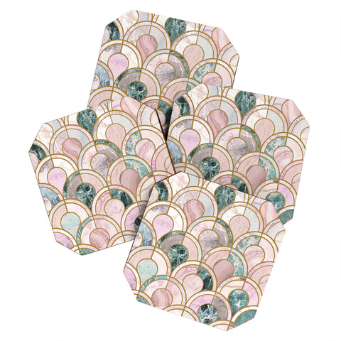 Emanuela Carratoni Rose Gold Marble Inlays Coaster Set