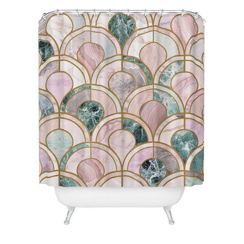 Emanuela Carratoni Rose Gold Marble Inlays Shower Curtain