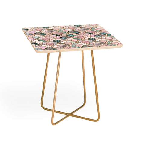 Emanuela Carratoni Rose Gold Marble Inlays Side Table