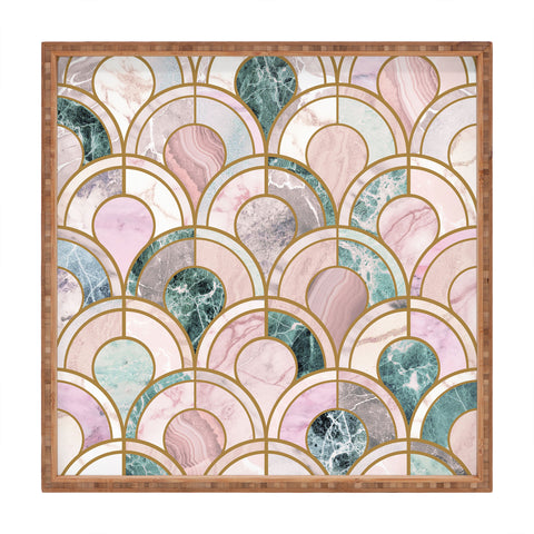Emanuela Carratoni Rose Gold Marble Inlays Square Tray