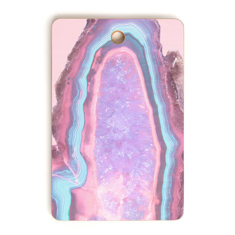 Emanuela Carratoni Serenity and Rose Agate with Amethyst Crystals Cutting Board Rectangle
