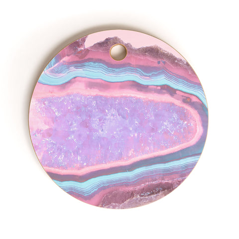 Emanuela Carratoni Serenity and Rose Agate with Amethyst Crystals Cutting Board Round