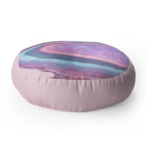 Emanuela Carratoni Serenity and Rose Agate with Amethyst Crystals Floor Pillow Round