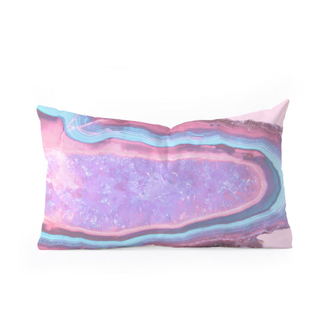 Emanuela Carratoni Serenity and Rose Agate with Amethyst Crystals Oblong Throw Pillow