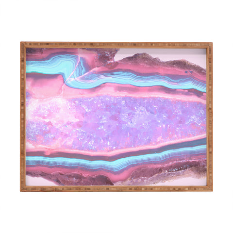 Emanuela Carratoni Serenity and Rose Agate with Amethyst Crystals Rectangular Tray