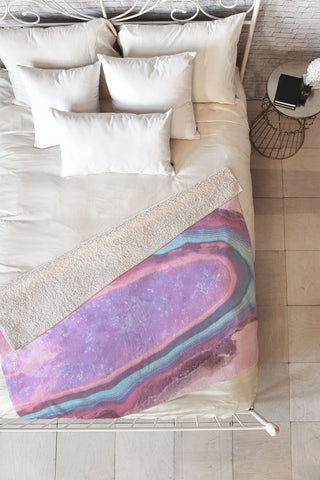 Emanuela Carratoni Serenity and Rose Agate with Amethyst Crystals Fleece Throw Blanket