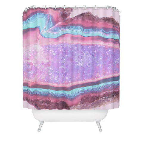Emanuela Carratoni Serenity and Rose Agate with Amethyst Crystals Shower Curtain