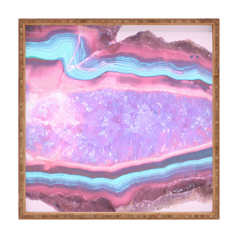 Emanuela Carratoni Serenity and Rose Agate with Amethyst Crystals Square Tray