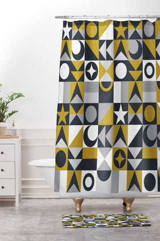 Emanuela Carratoni Small Cute Geometry Shower Curtain And Mat