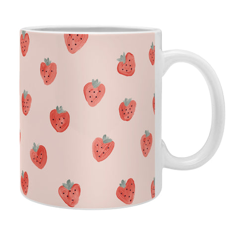 Emanuela Carratoni Strawberries on Pink Coffee Mug