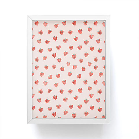 Emanuela Carratoni Strawberries on Pink Framed Mini Art Print