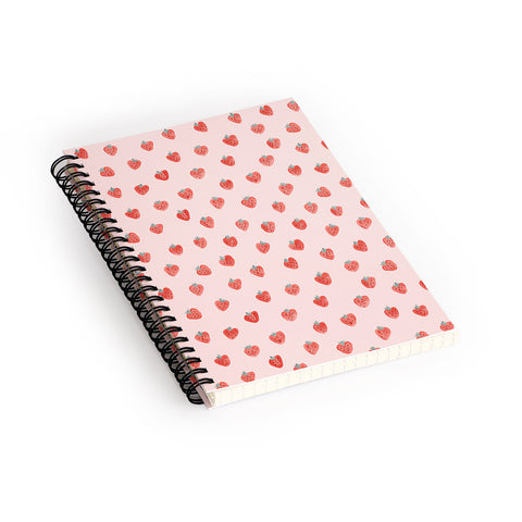 Emanuela Carratoni Strawberries on Pink Spiral Notebook