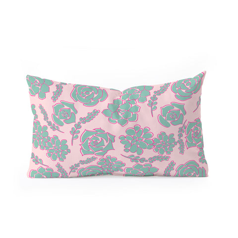 Emanuela Carratoni Succulent Pattern Oblong Throw Pillow