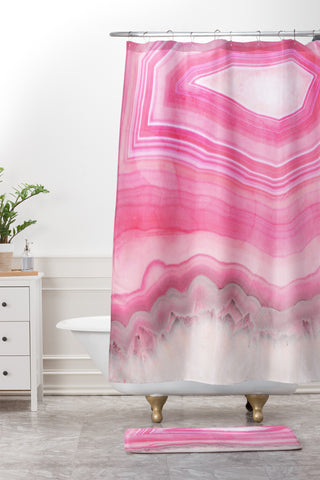 Emanuela Carratoni Sweet Pink Agate Shower Curtain And Mat
