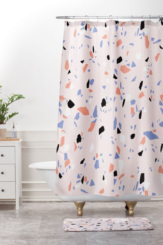 Emanuela Carratoni Sweet Terrazzo Texture Shower Curtain And Mat