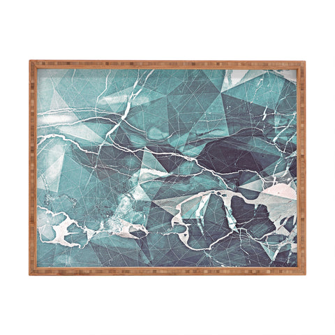 Emanuela Carratoni Teal Blue Geometric Marble Rectangular Tray
