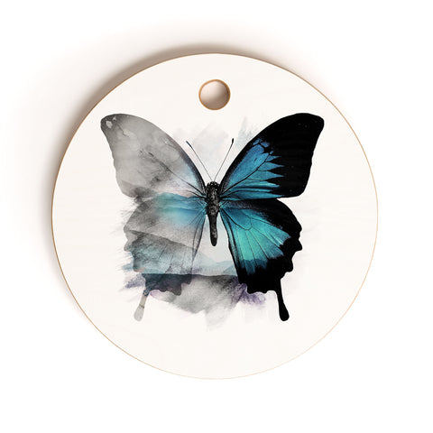 Emanuela Carratoni The Blue Butterfly Cutting Board Round