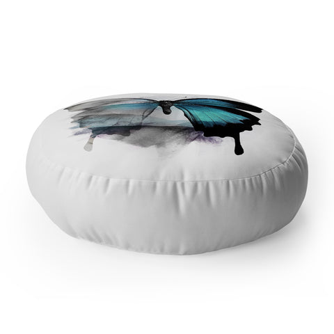 Emanuela Carratoni The Blue Butterfly Floor Pillow Round