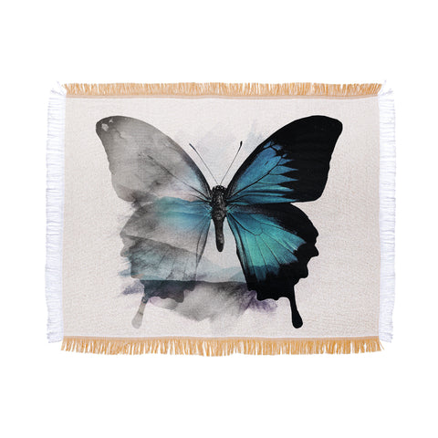 Emanuela Carratoni The Blue Butterfly Throw Blanket