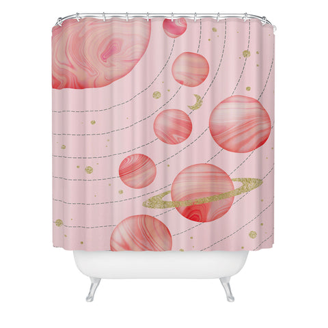 Emanuela Carratoni The Pink Solar System Shower Curtain