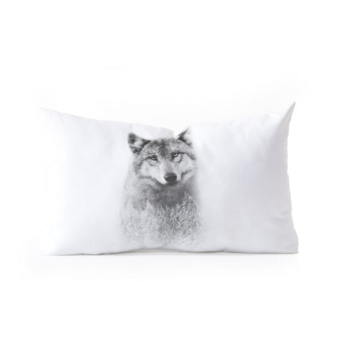 Emanuela Carratoni The Wolf and the Forest Oblong Throw Pillow