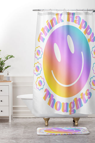 Emanuela Carratoni Think Happy Thoughts 2 Shower Curtain And Mat