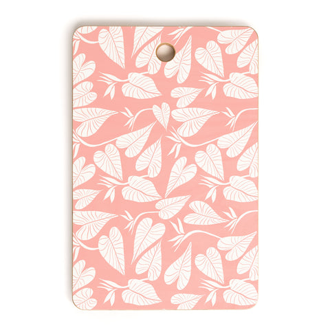 Emanuela Carratoni Tropical Leaves on Pink Cutting Board Rectangle