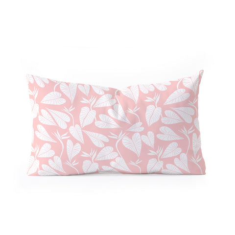 Emanuela Carratoni Tropical Leaves on Pink Oblong Throw Pillow
