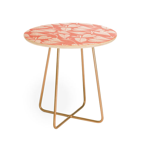 Emanuela Carratoni Tropical Leaves on Pink Round Side Table