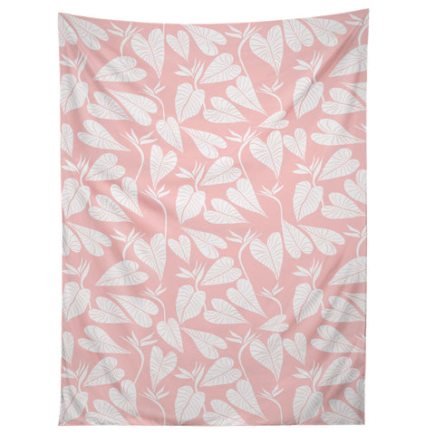 Emanuela Carratoni Tropical Leaves on Pink Tapestry