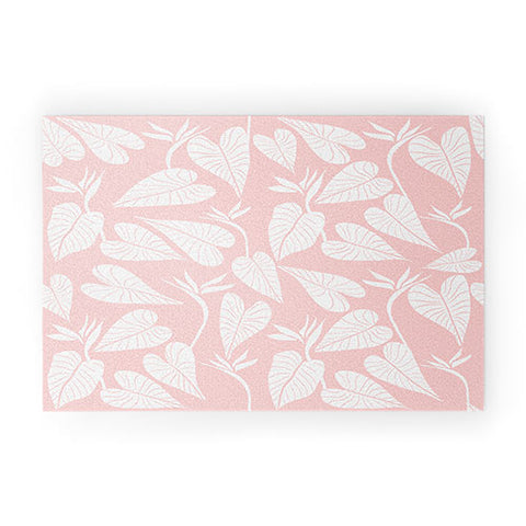 Emanuela Carratoni Tropical Leaves on Pink Welcome Mat
