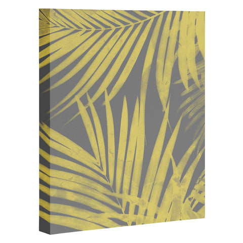 Emanuela Carratoni Ultimate Gray and Yellow Palms Art Canvas