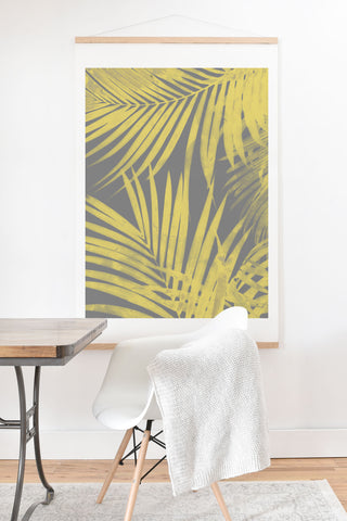 Emanuela Carratoni Ultimate Gray and Yellow Palms Art Print And Hanger